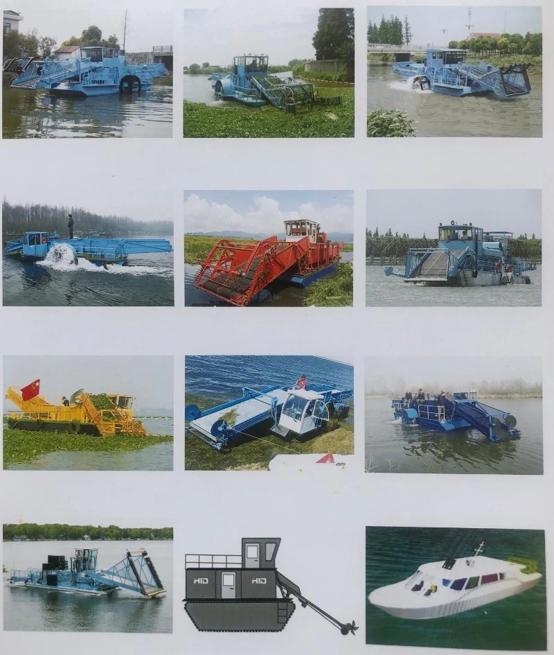 Water Hyacinth Chopper and Shreder Boat for Lake Water Treatment Aquatic Plant Harvester Mowing Boat Garbage Cleaning Machine Water Weed Harvester